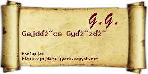 Gajdács Győző névjegykártya